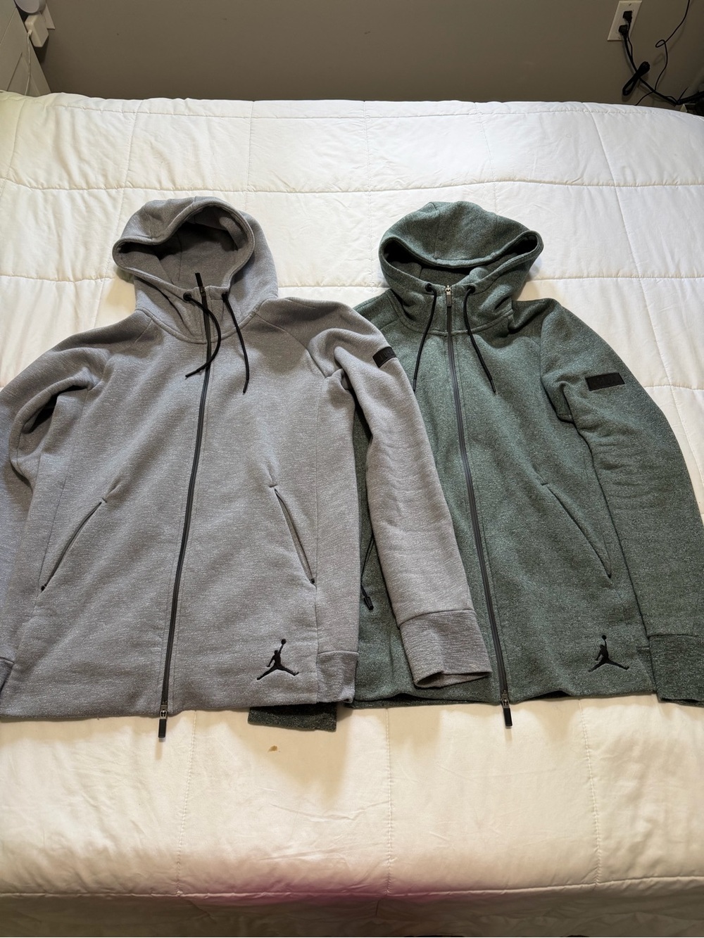 Nike Jordan Full-Zip Hoodies - Gray & Olive Green
